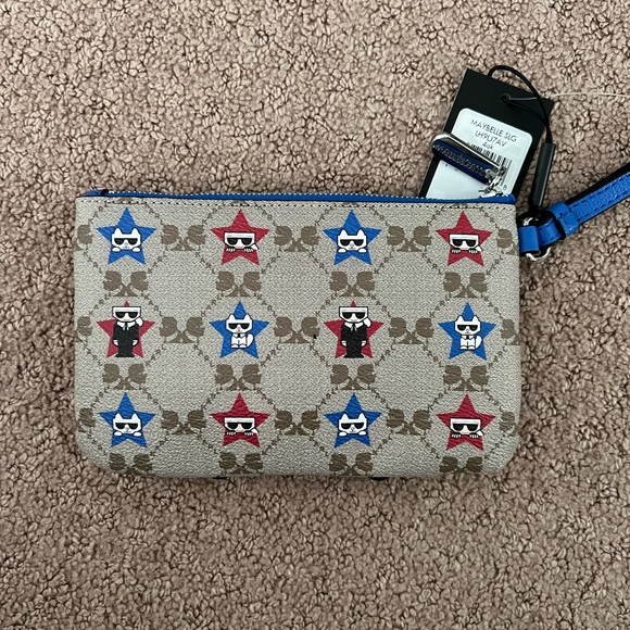 New tags NWT Karl Lagerfeld Paris Maybelle SLG Zip Wallet Wristlet Strap Gift - Picture 2 of 12